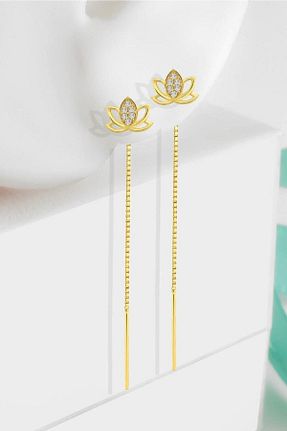 گوشواره نقره طلائی زنانه 925 عیار jelux silver - کد 714338833