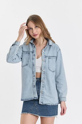 کت آبی زنانه اورسایز DAMGA JEANS - کد 896314929