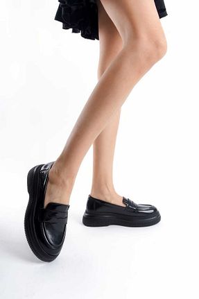 کفش لوفر مشکی زنانه چرم لاکی v.s.h velvet - کد 890944125