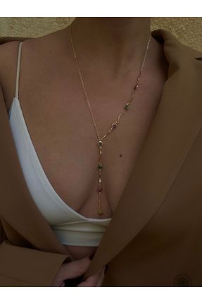 گردنبند جواهر طلائی زنانه برنجی pop up store - کد 869658200
