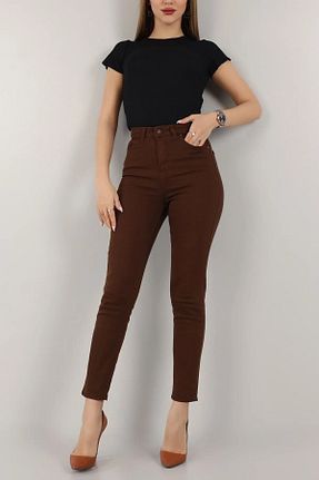 شلوار جین قهوه ای زنانه پاچه ساده ByCukurovaFrango - کد 896354021