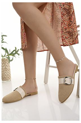 دمپائی بژ زنانه چرم مصنوعی Modafırsat - کد 897516564