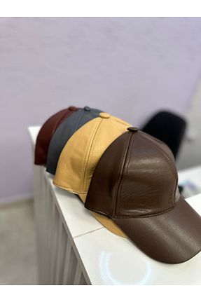 کلاه قهوه ای زنانه چرم مصنوعی HCAKSESUAR - کد 896356340
