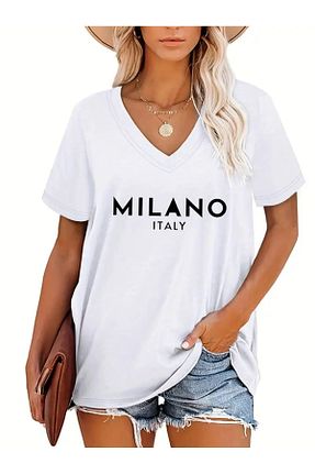 تیشرت سفید زنانه اورسایز mercoledi - کد 896401744