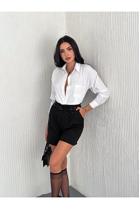 شلوارک و برمودا مشکی زنانه فاق بلند moda çarşım - کد 896410875