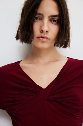 بادی زرشکی زنانه یقه هفت H&M - کد 893305018
