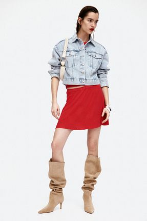 دامن قرمز زنانه تریکو H&M - کد 893470948