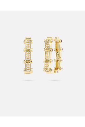 گوشواره جواهر طلائی زیرکن LONDONACS - کد 896486361