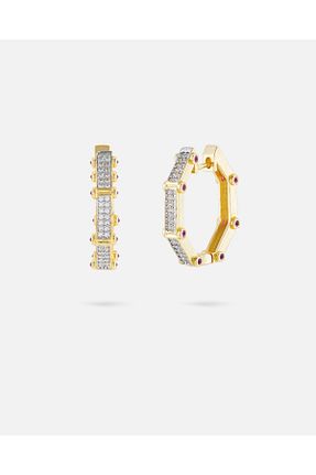 گوشواره جواهر طلائی زیرکن LONDONACS - کد 896486220