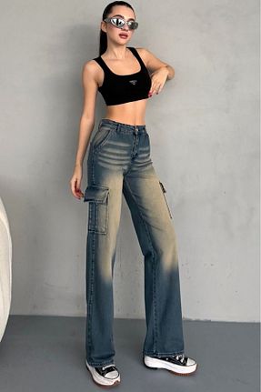 شلوار جین آبی زنانه پاچه گشاد Naliru - کد 896526529