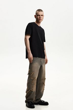 شلوار جین طوسی مردانه رگولار Bershka - کد 896492878