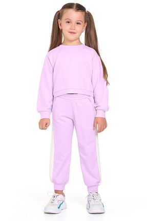 ست بالاتنه و پائین تنه بنفش بچه گانه بافتنی zepkids - کد 898095037