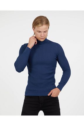 پلیور آبی مردانه Saç Örgü elkumoda - کد 896568378