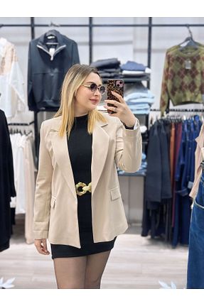 کت بلیزر بژ زنانه پلی استر Büşra Yılmaz Boutique - کد 896561962