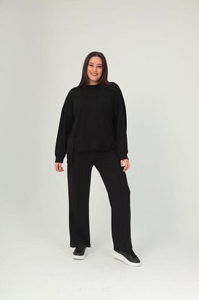 ست گرمکن سایز بزرگ مشکی زنانه پنبه ای Esina - کد 896569035