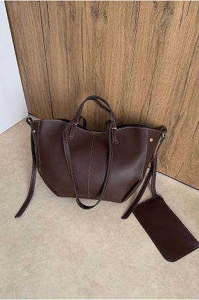 کیف دوشی قهوه ای زنانه چرم مصنوعی Mupa Shoes - کد 896563005