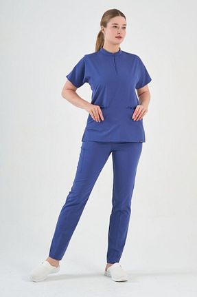 ست بالاتنه و پائین تنه آبی زنانه بافتنی Owlet Medikal - کد 790765348