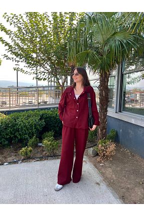 ست بالاتنه و پائین تنه حجاب زرشکی زنانه رگولار GİZEM KAYGISIZ - کد 896600070