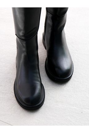 چکمه مشکی زنانه چرم مصنوعی Munshoes - کد 896608376