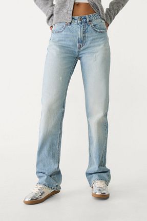 شلوار جین آبی زنانه پاچه لوله تفنگی Stradivarius - کد 896579946