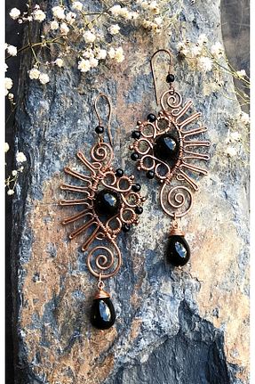 گوشواره جواهر مشکی سنگ طبیعی MODA - کد 896610931