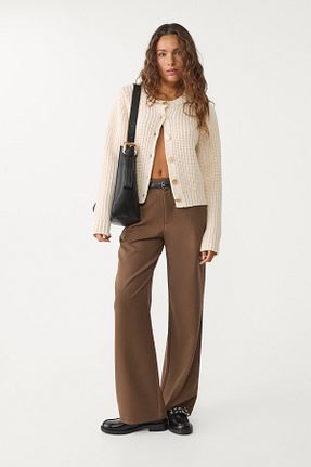 شلوار قهوه ای زنانه پلی استر Stradivarius - کد 896606031