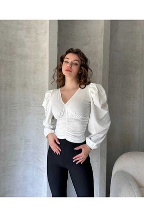 لباس سفید زنانه بافتنی ZHR ŞİRİN - کد 896620128