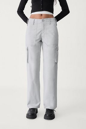 شلوار طوسی زنانه پنبه ای Stradivarius - کد 896623259
