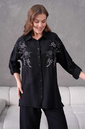 پیراهن مشکی زنانه اورسایز BURRASCA - کد 896267530
