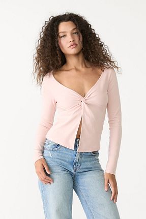 تیشرت صورتی زنانه اسلیم فیت Stradivarius - کد 896614475