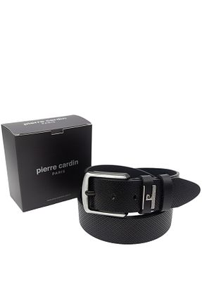 کمربند مشکی مردانه چرم خالص Pierre Cardin - کد 896627811