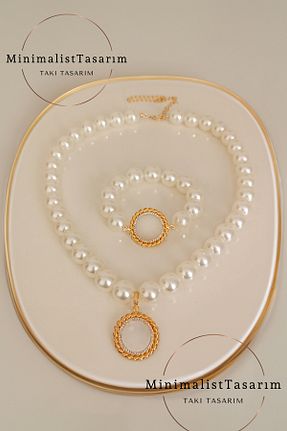 گردنبند مروارید بژ MinimalistTasarım - کد 853738631