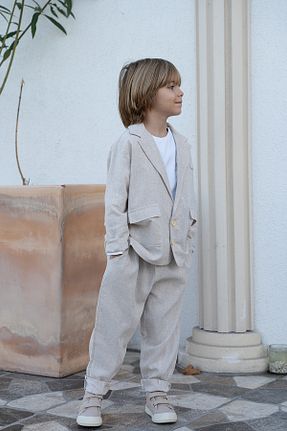 ست بالاتنه و پائین تنه بژ بچه گانه بافتنی Catz Kids - کد 855609937
