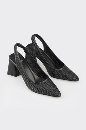 کفش پاشنه بلند کلاسیک مشکی زنانه چرم خالص Elle - کد 896709371