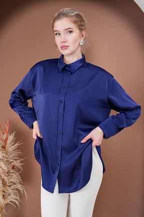 پیراهن سرمه ای زنانه اورسایز RİMA - کد 896769251