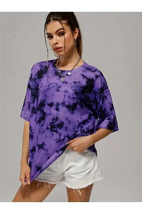 تیشرت بنفش زنانه گشاد NEWLAKER - کد 896796729