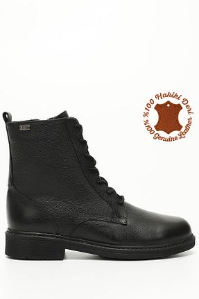 بوت / نیم بوت مشکی زنانه چرم خالص GÖNDERİ(R) - کد 658710836