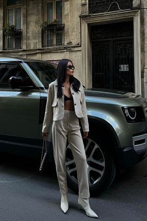 شلوار بژ زنانه بافتنی 