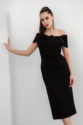 لباس مجلسی و فارغ التحصیلی مشکی زنانه کرپ Lafaba - کد 896791948