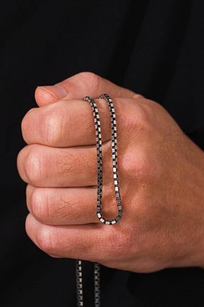 گردنبند نقره مشکی مردانه 925 عیار Tmt Silver - کد 896796394