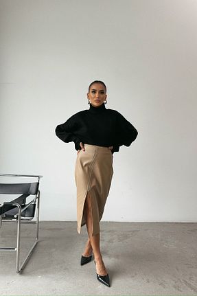 دامن بژ زنانه ساده 