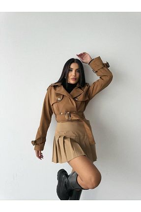 ترنچکت قهوه ای زنانه مخلوط پلی استر 