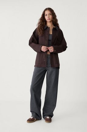 کت قهوه ای زنانه اورسایز Stradivarius - کد 896804689