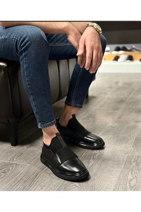 کفش اسنیکر مشکی مردانه چرم اصل Paulo - کد 896813575