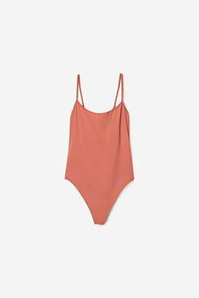 بادی قهوه ای زنانه یقه استخری Bershka - کد 896805916