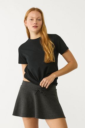 تیشرت مشکی زنانه رگولار Stradivarius - کد 37286539