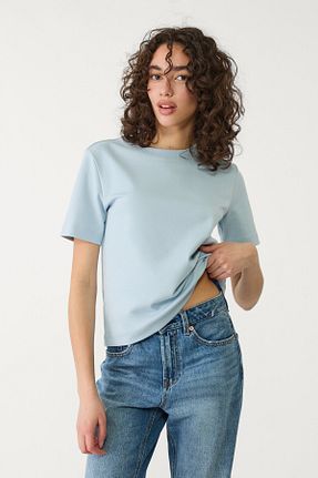 تیشرت آبی زنانه رگولار Stradivarius - کد 899519003