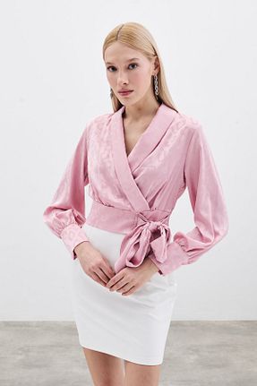 بلوز صورتی زنانه ساده Sateen - کد 896829851
