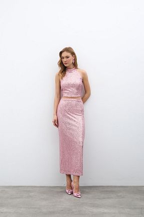 دامن صورتی زنانه ساتن Sateen - کد 896830016