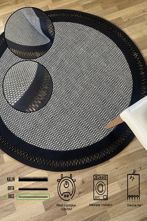 گلیم مشکی پلی استر SİMEREV HALI HOME CONSEPT - کد 830615144